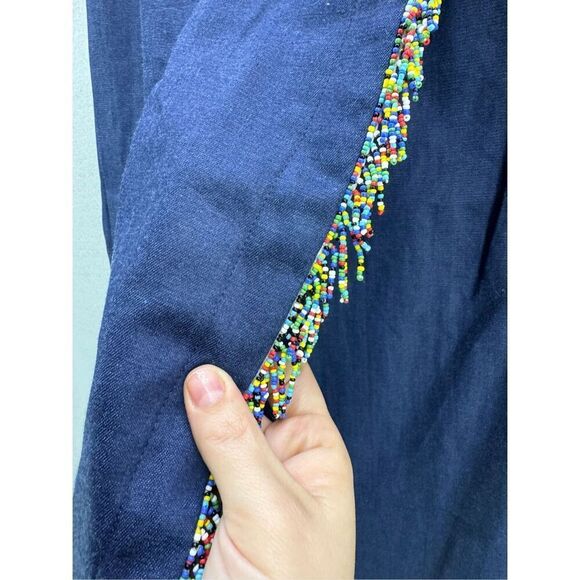 Vintage Handmade Denim Beaded Western Southwestern Wrap Skirt Size 16 - Picture 3 of 11